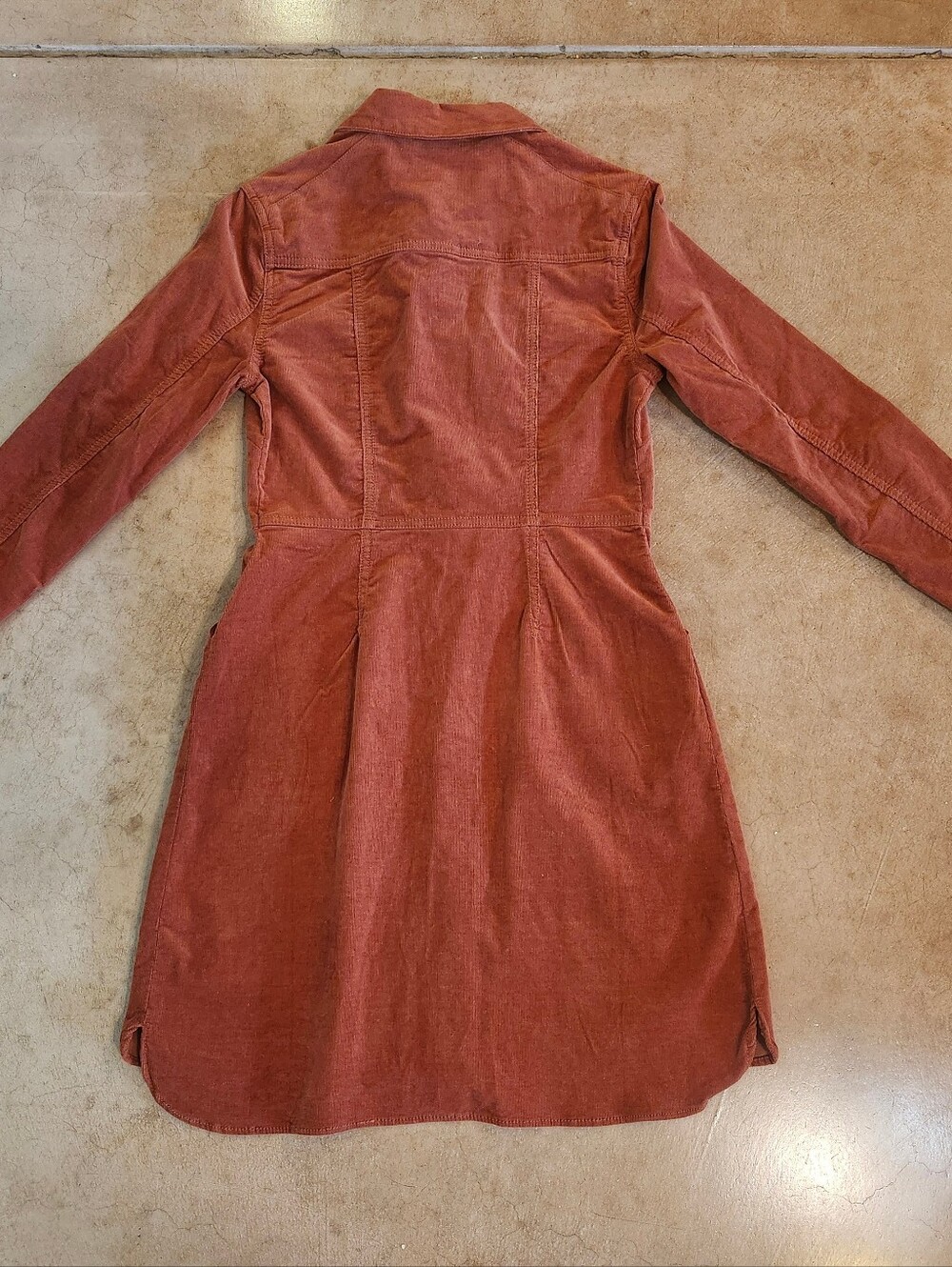 Free People DYNOMITE Rust Burnt Orange Corduroy Mini Dress XS Western Cowgirl - Picture 4 of 11